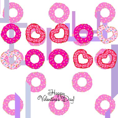 Sevgililer günü, kalp poğaça, tebrik kartı, vektör arka plan