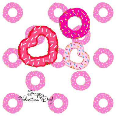 Sevgililer günü, kalp poğaça, tebrik kartı, vektör arka plan