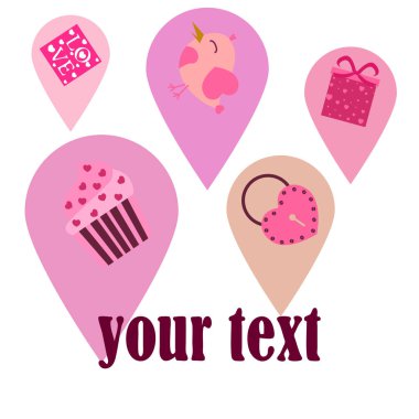 St. Valentine's Day için kutlama öğeleri kümesi. Beyaz arka plan üzerinde izole düz vektör çizim