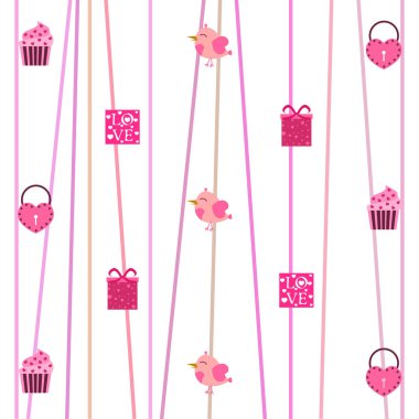 St. Valentine's Day için kutlama öğeleri kümesi. Beyaz arka plan üzerinde izole düz vektör çizim