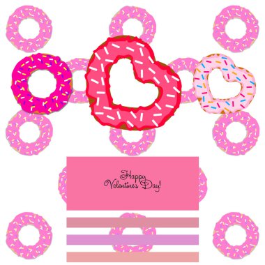 Sevgililer günü, kalp poğaça, tebrik kartı, vektör arka plan