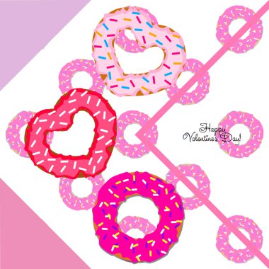 Sevgililer günü, kalp poğaça, tebrik kartı, vektör arka plan