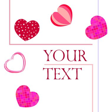 Sevgililer günü, kalp, tebrik kartı, vektör arka plan