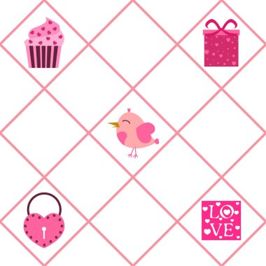 St. Valentine's Day için kutlama öğeleri kümesi. Beyaz arka plan üzerinde izole düz vektör çizim