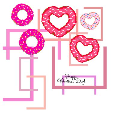 Sevgililer günü, kalp poğaça, tebrik kartı, vektör arka plan