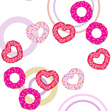 Sevgililer günü, kalp poğaça, tebrik kartı, vektör arka plan