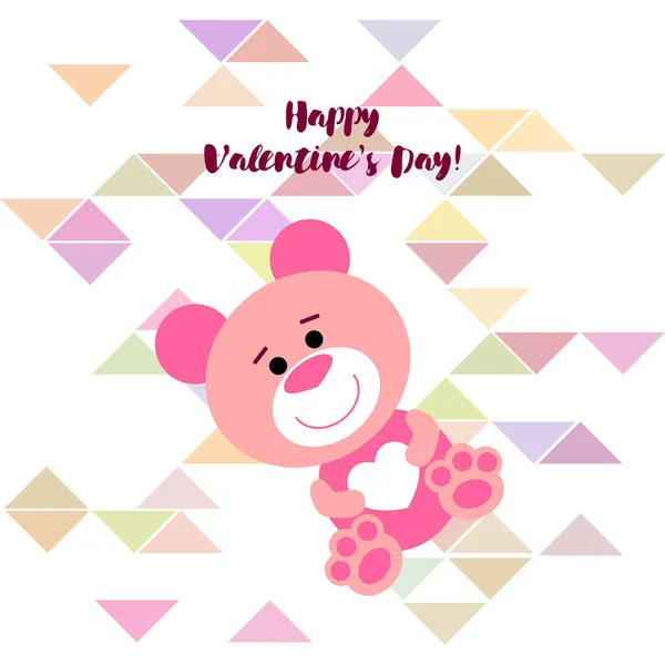 Día San Valentín Osito Peluche Felicitación Vector Fondo — Vector de stock