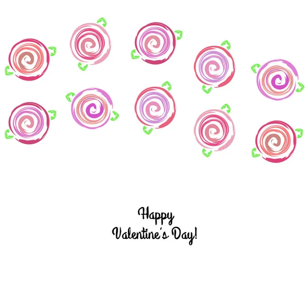 San Valentín Rosa Flor Tarjeta Felicitación Vector Fondo — Vector de stock