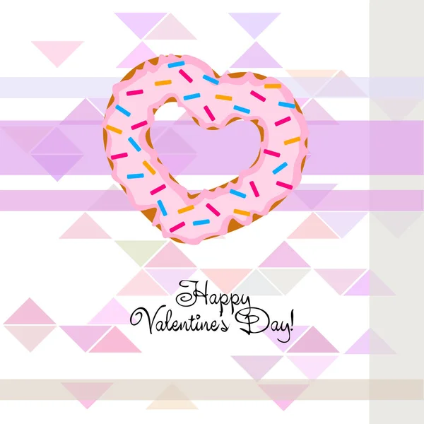 Valentine Day Heart Donut Greeting Card Vector Background — Stock Vector