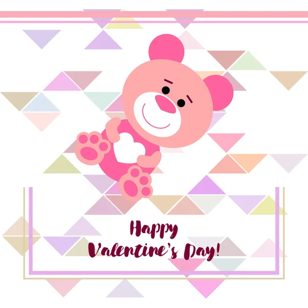 Valentine Day Teddy Bear Congratulation Vector Background — Stock Vector