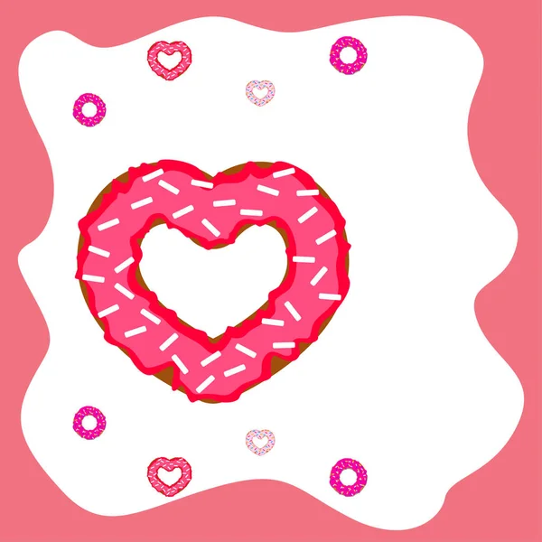 Aftelkalender Voor Valentijnsdag Hart Donut Wenskaart Vector Achtergrond — Stockvector