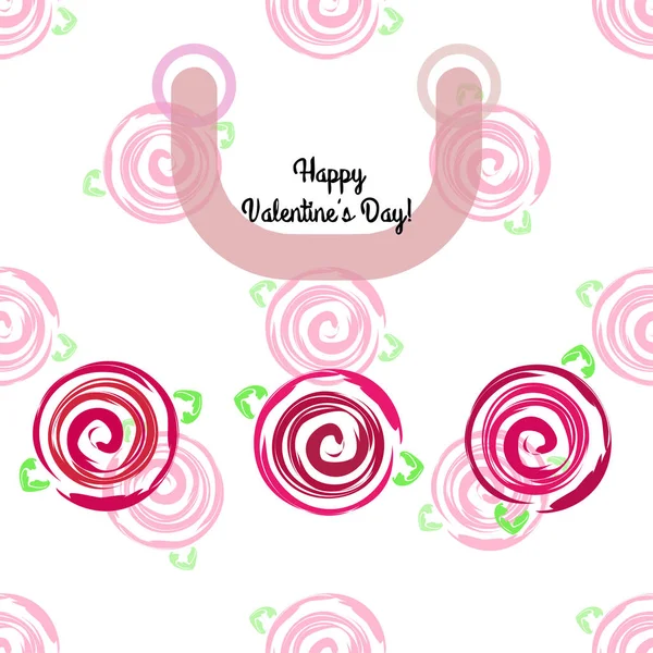 San Valentín Rosa Flor Tarjeta Felicitación Vector Fondo — Vector de stock