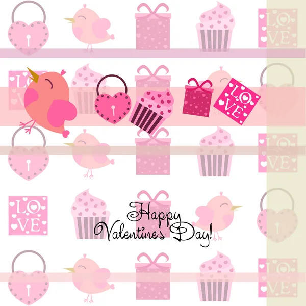 Conjunto Elementos Celebración Para Día San Valentín Ilustración Vectorial Plana — Vector de stock