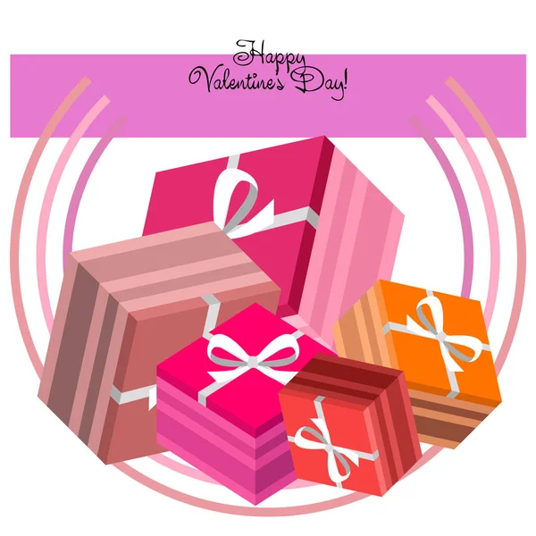 Valentine Day Gift Greeting Card Vector Background — Stock Vector