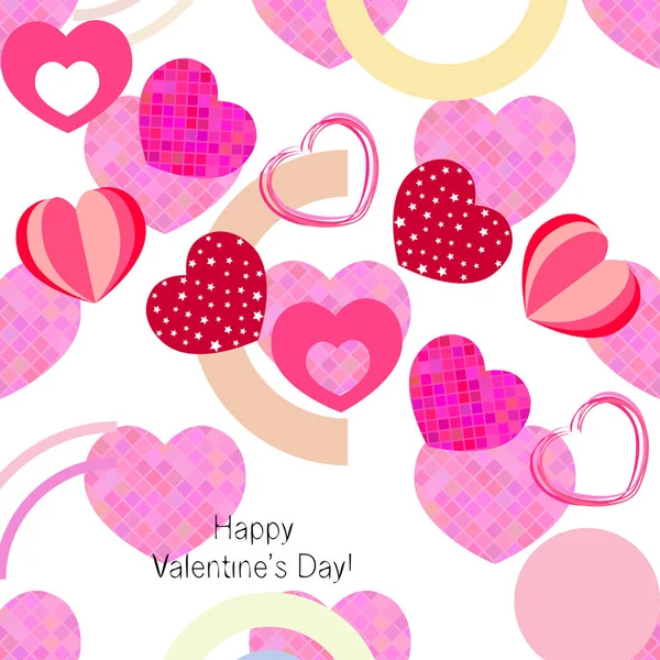 Día San Valentín Corazón Tarjeta Felicitación Vector Fondo — Vector de stock