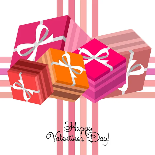 Den Svatého Valentýna Dárek Blahopřání Vektorové Pozadí — Stockový vektor