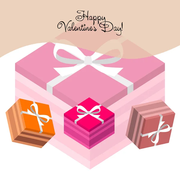 Día San Valentín Regalo Tarjeta Felicitación Vector Fondo — Archivo Imágenes Vectoriales