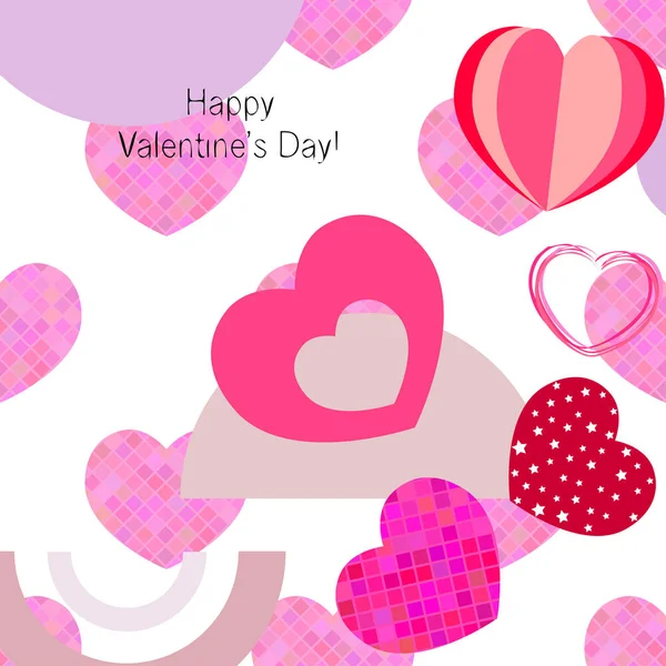 Valentine Day Heart Greeting Card Vector Background — Stock Vector