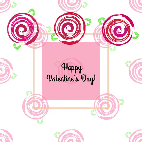 Den Svatého Valentýna Růže Květiny Blahopřání Vektorové Pozadí — Stockový vektor