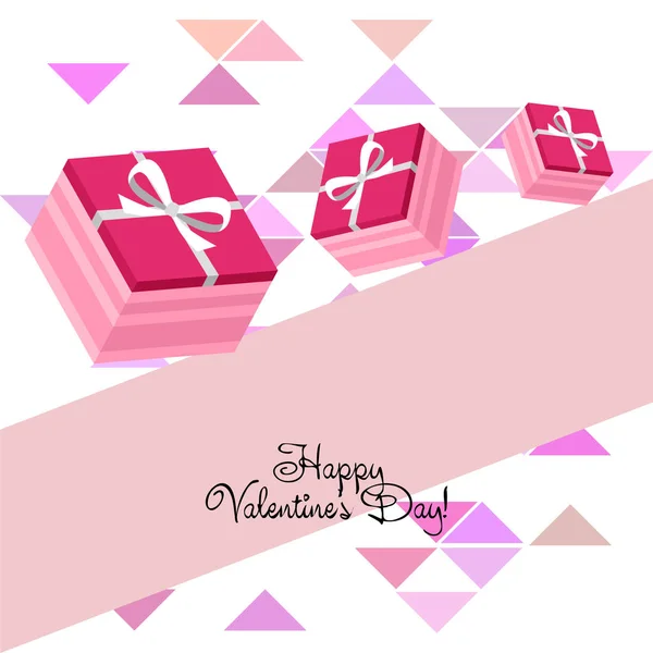 Día San Valentín Regalo Tarjeta Felicitación Vector Fondo — Vector de stock