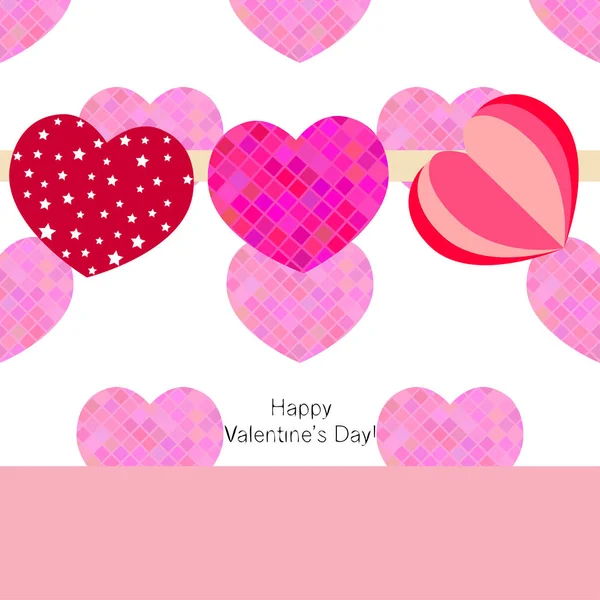 Día San Valentín Corazón Tarjeta Felicitación Vector Fondo — Vector de stock