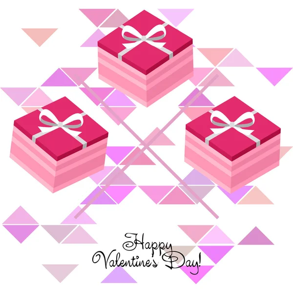 Día San Valentín Regalo Tarjeta Felicitación Vector Fondo — Archivo Imágenes Vectoriales