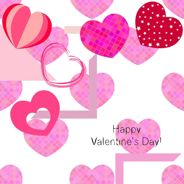 Día San Valentín Corazón Tarjeta Felicitación Vector Fondo — Vector de stock