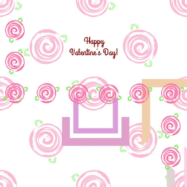 San Valentín Rosa Flor Tarjeta Felicitación Vector Fondo — Archivo Imágenes Vectoriales