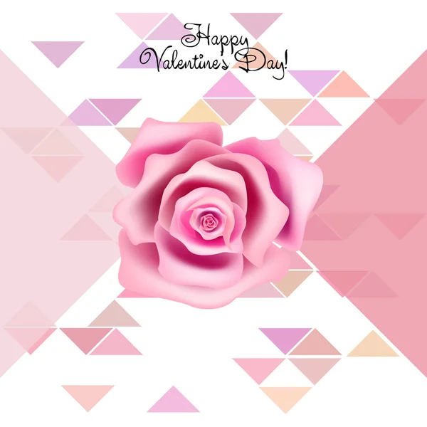 San Valentín Rosa Flor Tarjeta Felicitación Vector Fondo — Vector de stock