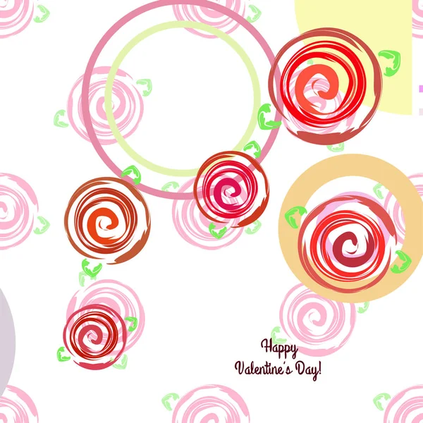 San Valentín Rosa Flor Tarjeta Felicitación Vector Fondo — Vector de stock