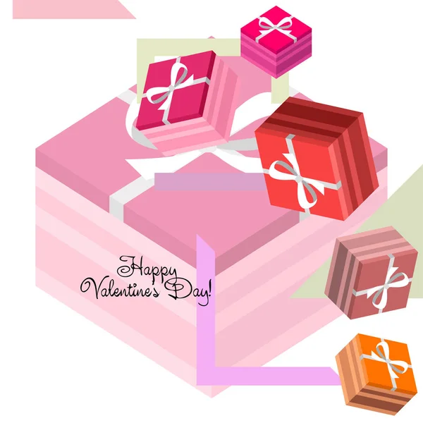 Día San Valentín Regalo Tarjeta Felicitación Vector Fondo — Vector de stock