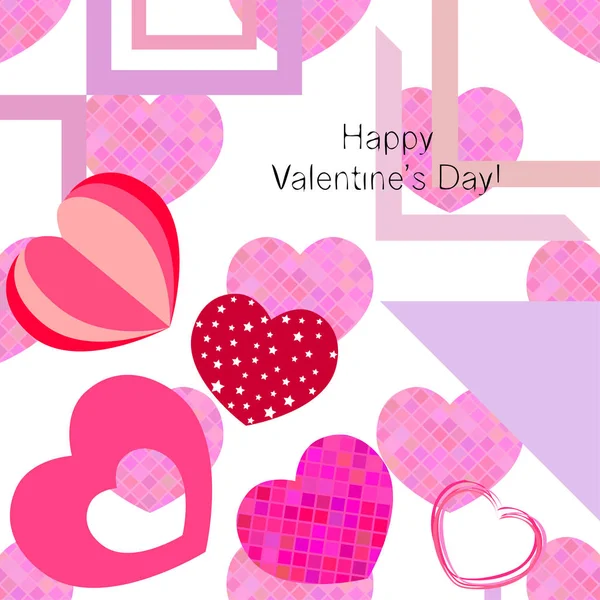 Día San Valentín Corazón Tarjeta Felicitación Vector Fondo — Vector de stock