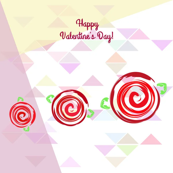 Valentine Day Rose Flower Greeting Card Vector Background — Stock Vector