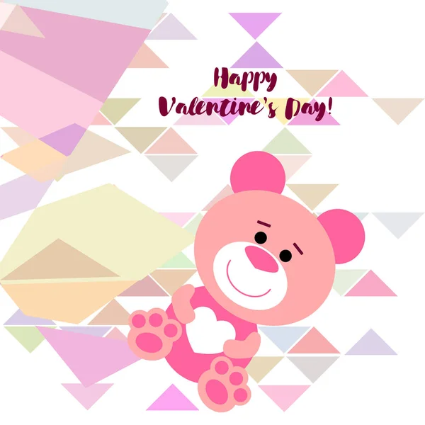 Valentine Day Teddy Bear Congratulation Vector Background — Stock Vector