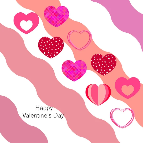 Valentine Day Heart Greeting Card Vector Background — Stock Vector