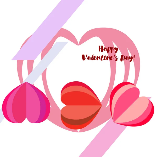 Día San Valentín Corazón Tarjeta Felicitación Vector Fondo — Vector de stock