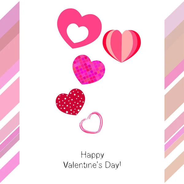 Día San Valentín Corazón Tarjeta Felicitación Vector Fondo — Vector de stock