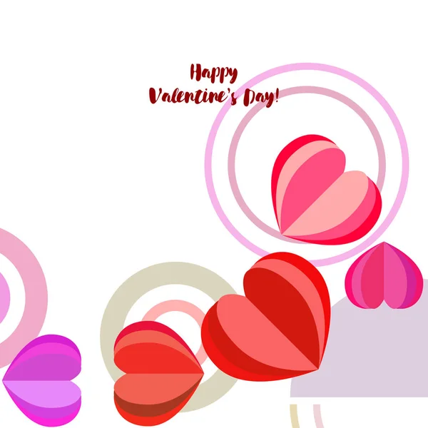 Den Svatého Valentýna Srdce Blahopřání Vektorové Pozadí — Stockový vektor