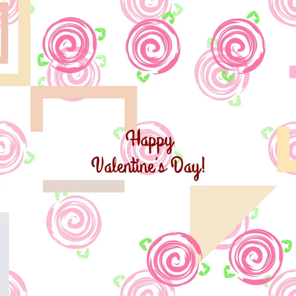 San Valentín Rosa Flor Tarjeta Felicitación Vector Fondo — Vector de stock