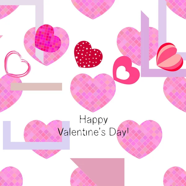 Día San Valentín Corazón Tarjeta Felicitación Vector Fondo — Vector de stock