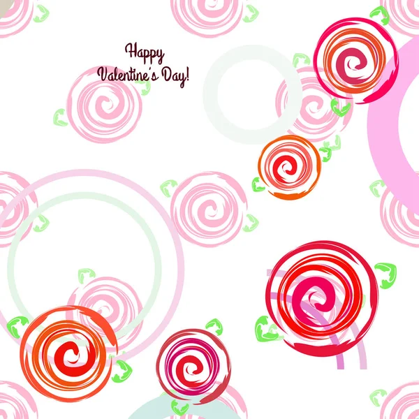 Valentine Day Rose Flower Greeting Card Vector Background — Stock Vector