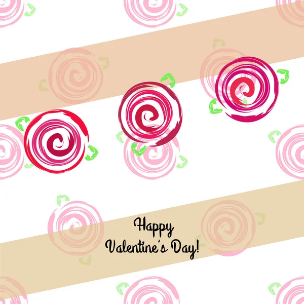 San Valentín Rosa Flor Tarjeta Felicitación Vector Fondo — Vector de stock