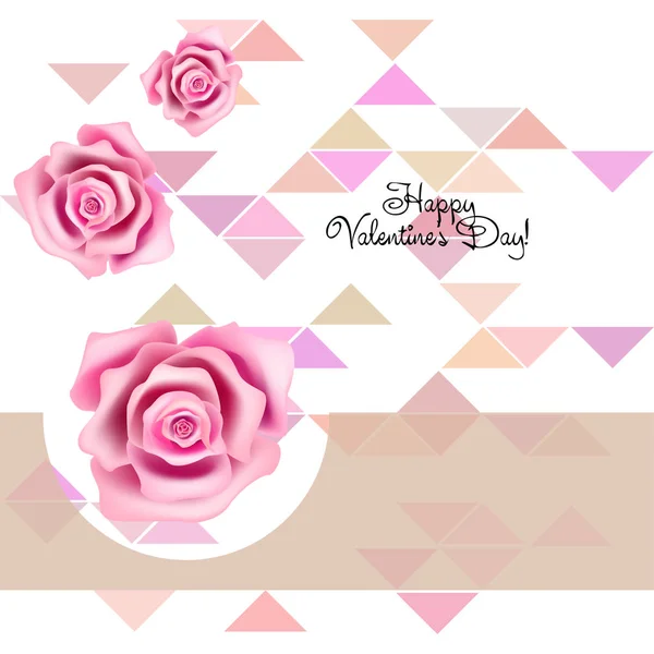 Saint Valentin Rose Fleur Carte Voeux Fond Vectoriel — Image vectorielle