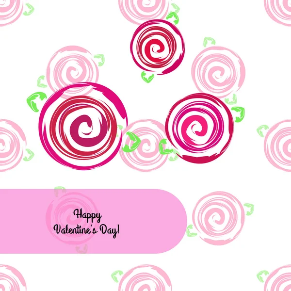 Valentine Day Rose Flower Greeting Card Vector Background — Stock Vector