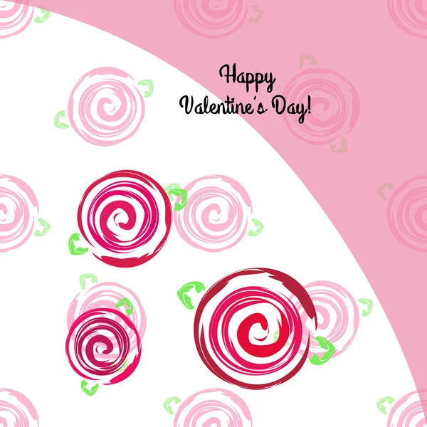 San Valentín Rosa Flor Tarjeta Felicitación Vector Fondo — Vector de stock