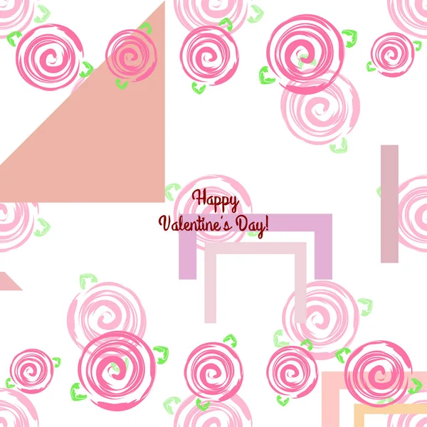 Saint Valentin Rose Fleur Carte Voeux Fond Vectoriel — Image vectorielle