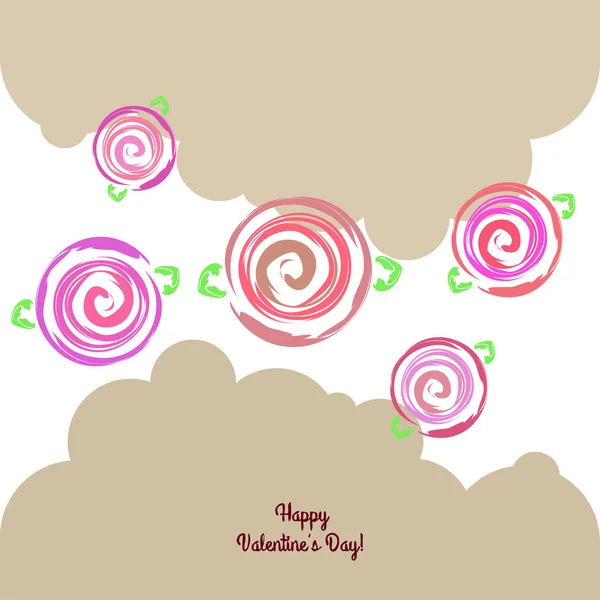 Valentine Day Rose Flower Greeting Card Vector Background — Stock Vector