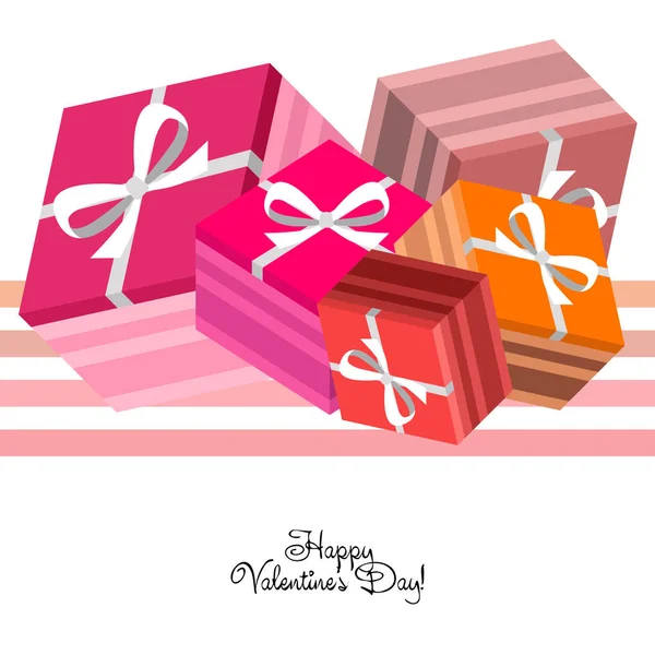 Día San Valentín Regalo Tarjeta Felicitación Vector Fondo — Vector de stock