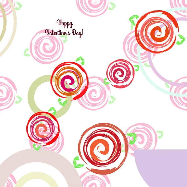 San Valentín Rosa Flor Tarjeta Felicitación Vector Fondo — Archivo Imágenes Vectoriales