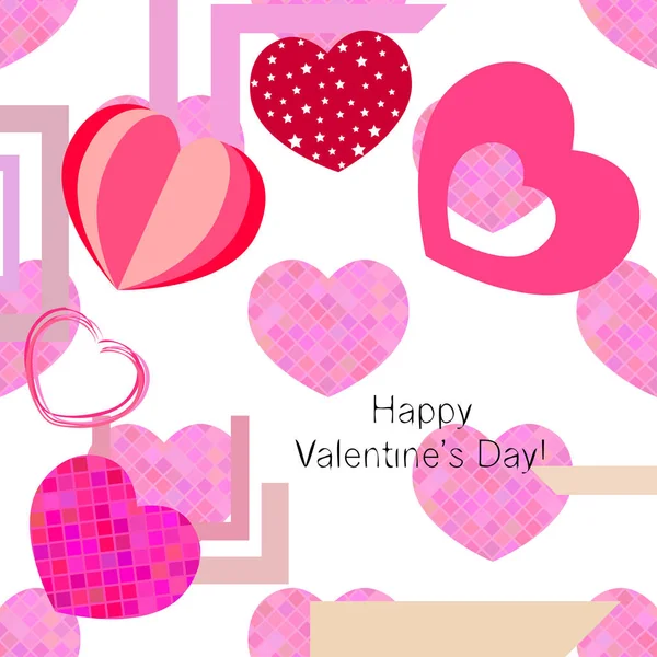 Valentine Day Heart Greeting Card Vector Background — Stock Vector